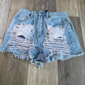 Light wash jean shorts
